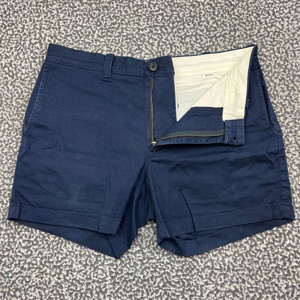 J. Crew Mercantile Flex Chino Shorts Men Navy Blue 32 Flat Front Cotton Blend
